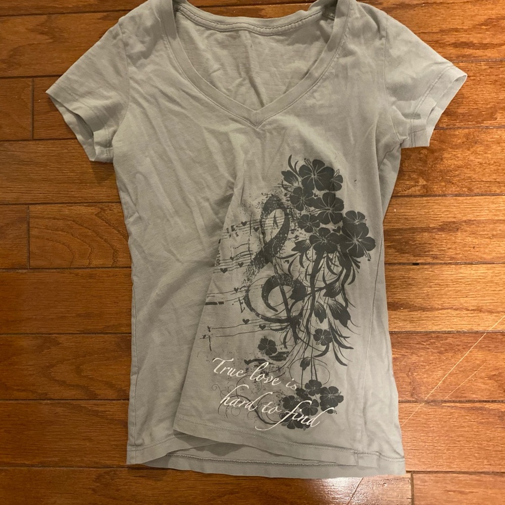 vintage grey stretchy v neck t shirt